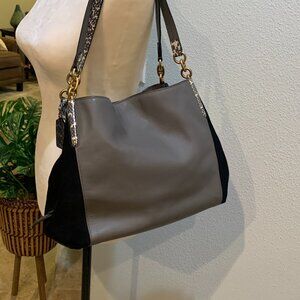 Authentic Coach Dalton 31 Mixed Leathers Colorblock With Snakeskin Detail 76070